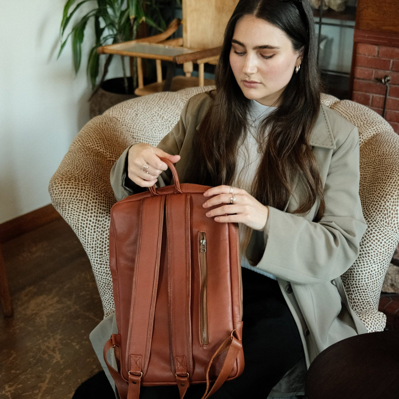 Leather laptop backpack hotsell